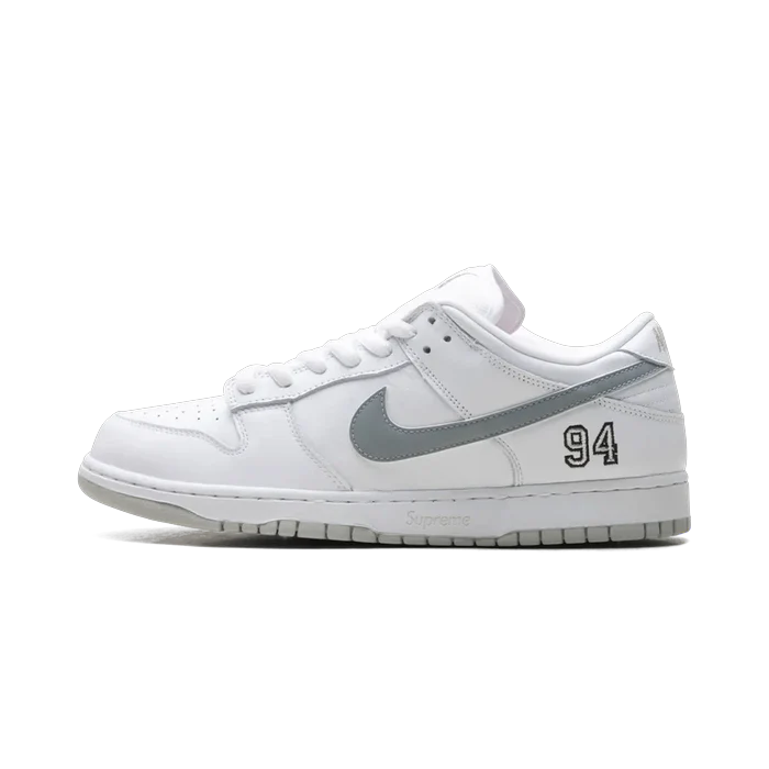 Nike SB Dunk Low Supreme 94 White Metallic Silver