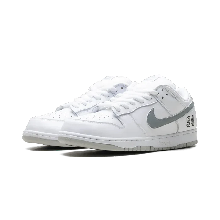 Nike SB Dunk Low Supreme 94 White Metallic Silver