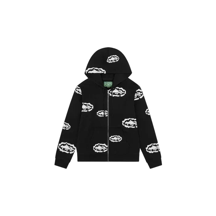 Denim Tears x Corteiz Cotton Wreath Zip Hoodie Black